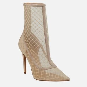 Kendall & Kylie Beige T-strap sheer fishnet Heeled boots